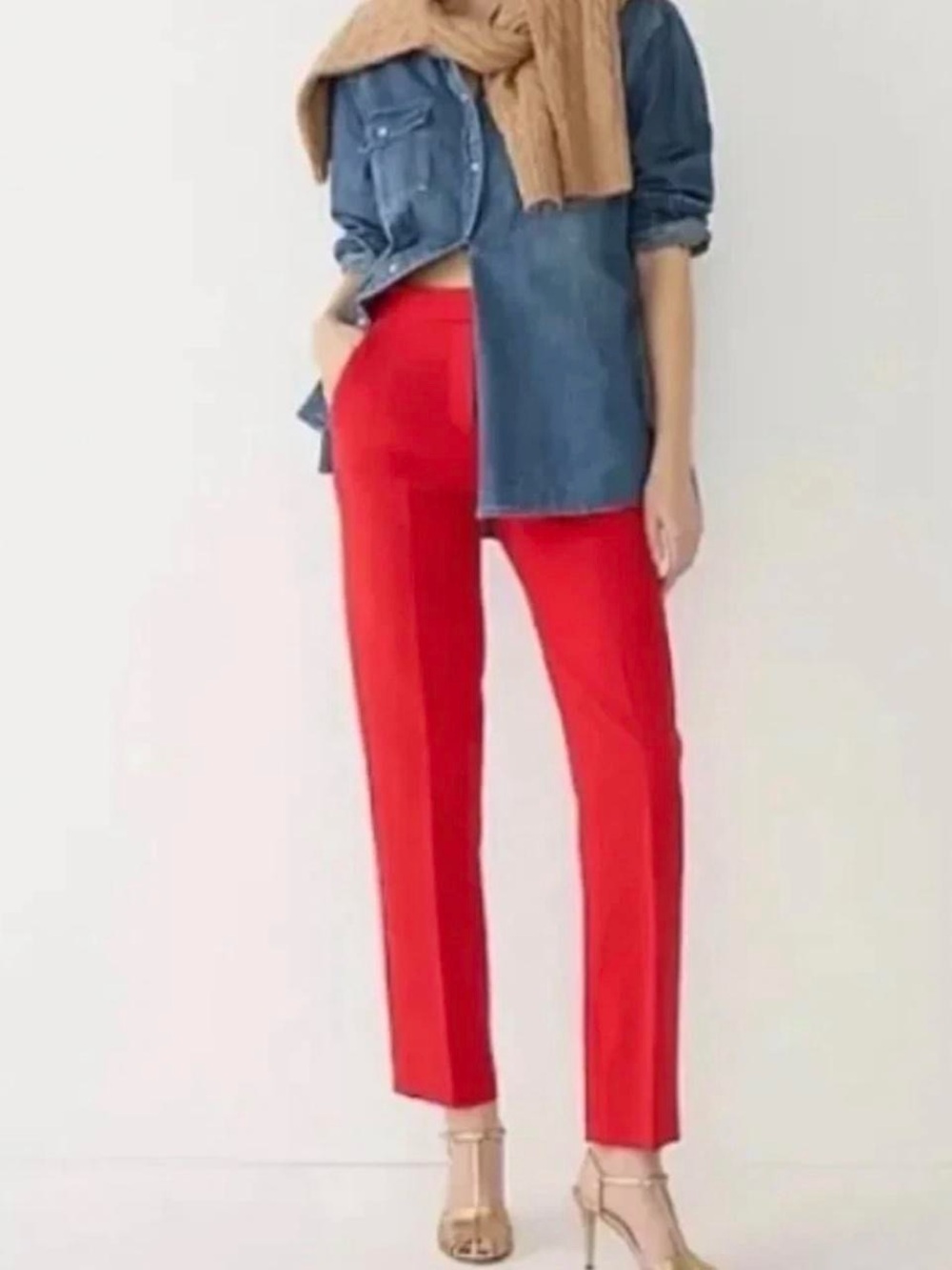 J.Crew Kate Women’s Red Trousers Straight Leg Stretch Pants BK251 Size 6 Classic